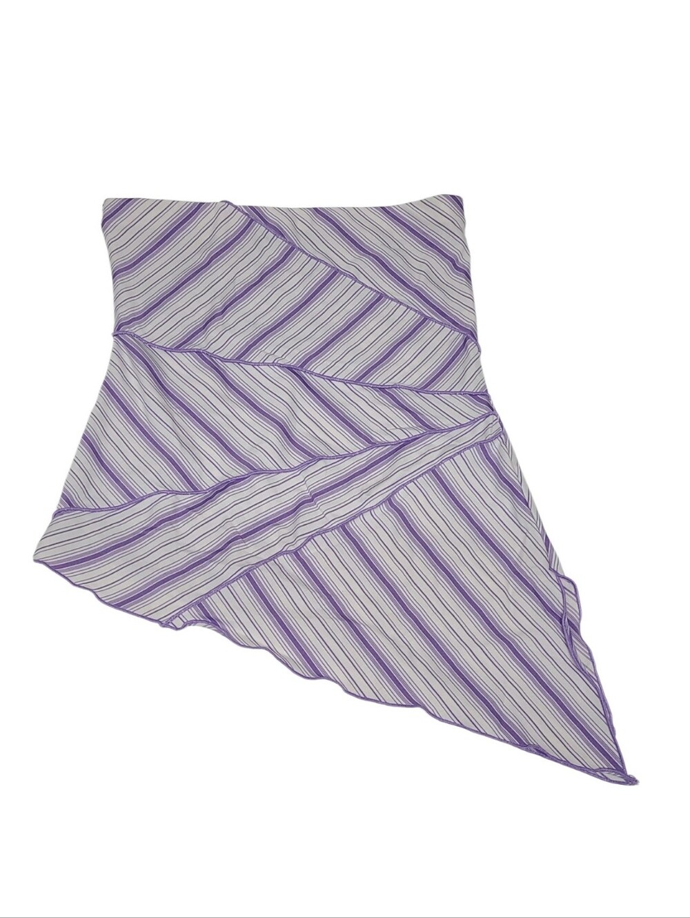 Younique Y2K Handkerchief Hem Asymmetrical Striped Strapless Tube Top Sz Med Vtg